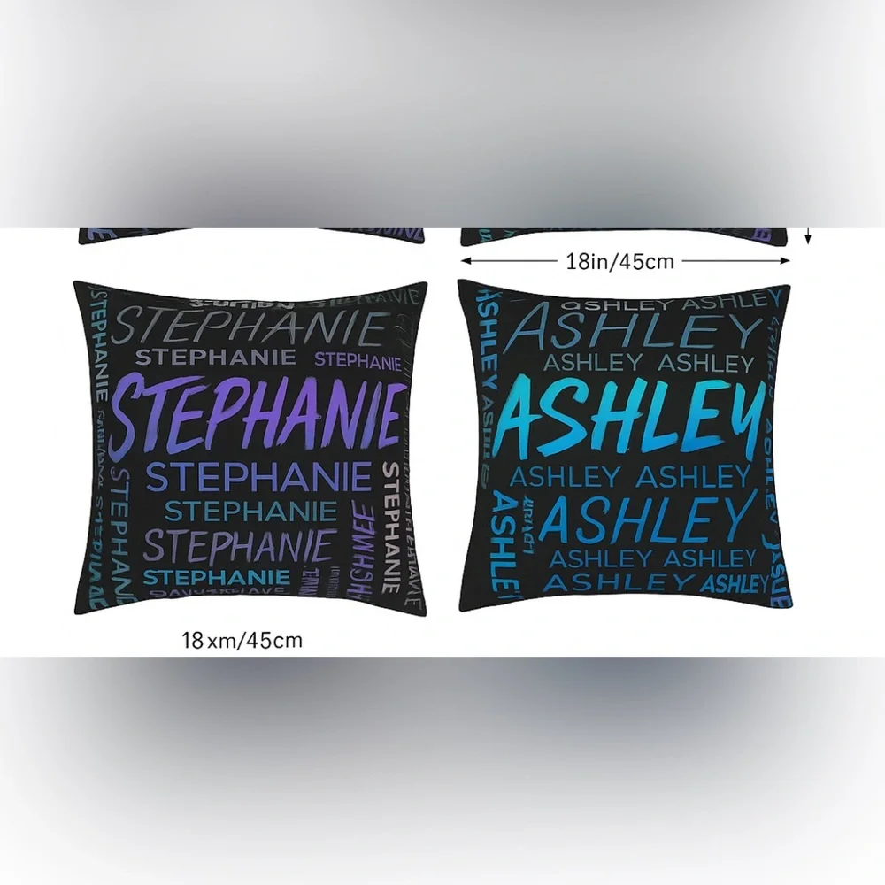 Multicolor Name Typography Pillow‎